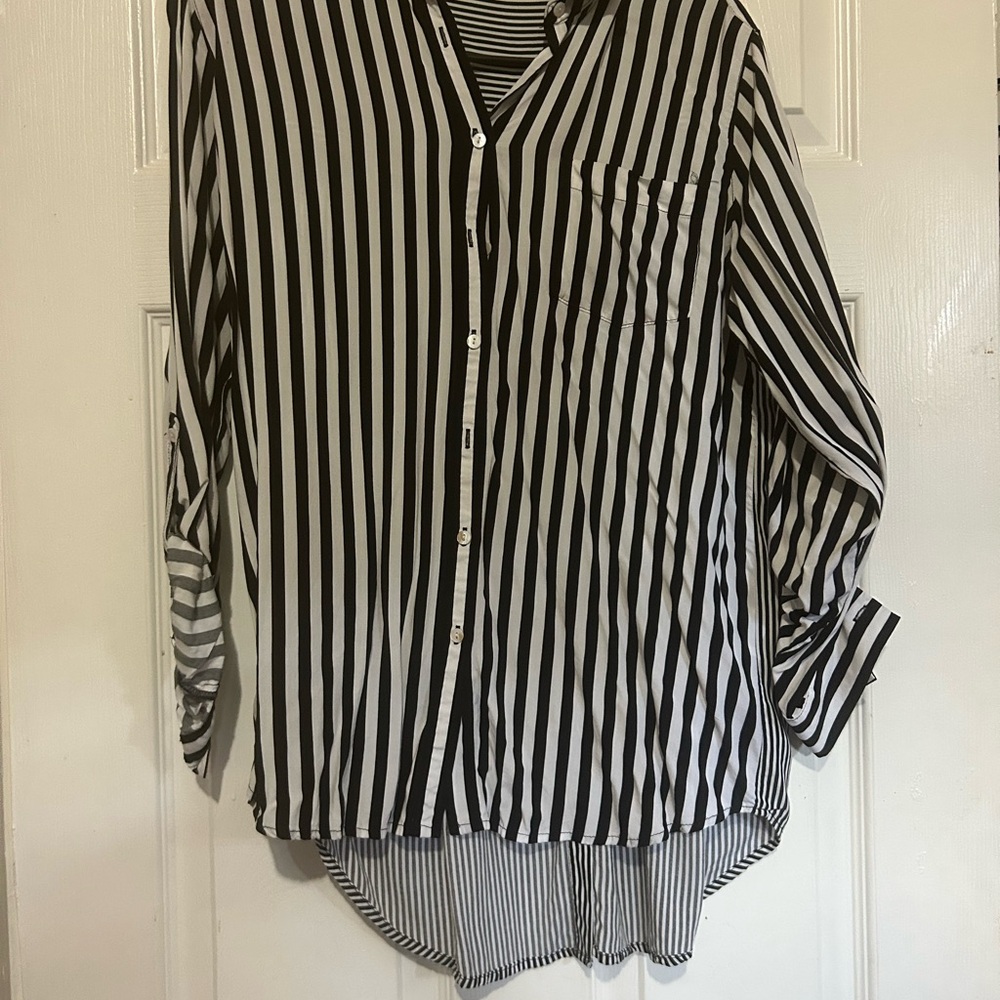 Black and White Striped Men's Shirt